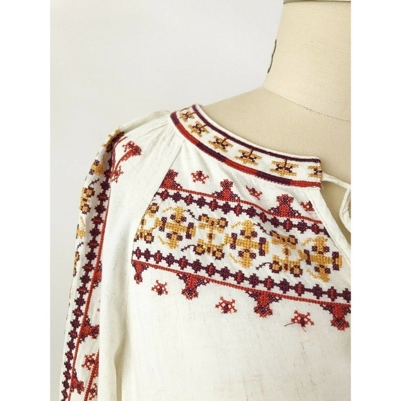 Stitch Fix Skies Are Blue White Embroidered Peasant Blouse - Picture 3 of 8